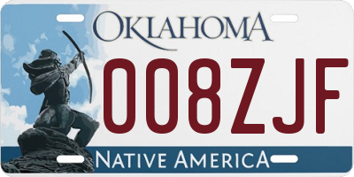 OK license plate 008ZJF