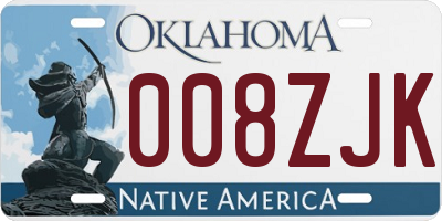 OK license plate 008ZJK