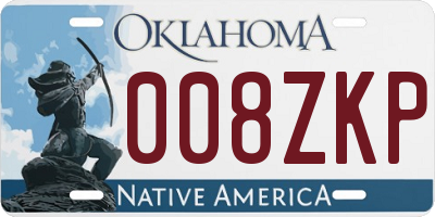 OK license plate 008ZKP