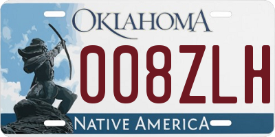OK license plate 008ZLH