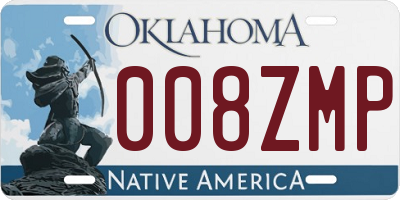 OK license plate 008ZMP