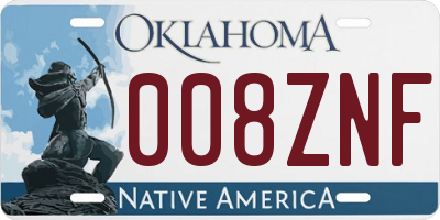 OK license plate 008ZNF