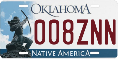 OK license plate 008ZNN