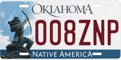 OK license plate 008ZNP