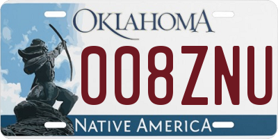 OK license plate 008ZNU