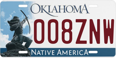 OK license plate 008ZNW