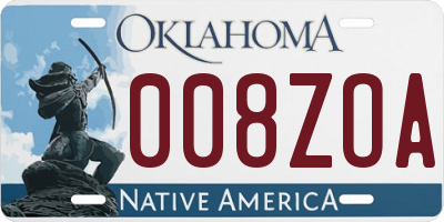 OK license plate 008ZOA
