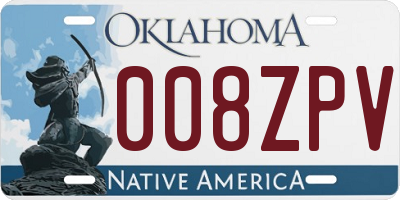 OK license plate 008ZPV