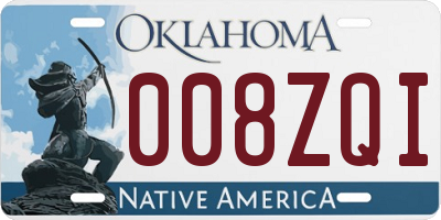 OK license plate 008ZQI