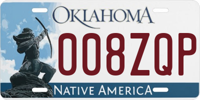 OK license plate 008ZQP