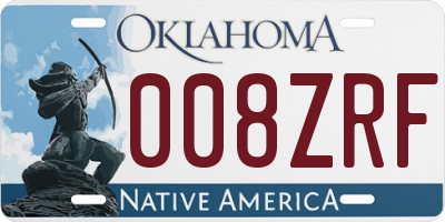 OK license plate 008ZRF