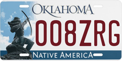OK license plate 008ZRG