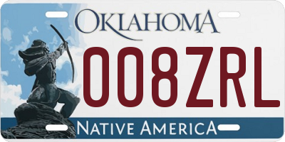 OK license plate 008ZRL