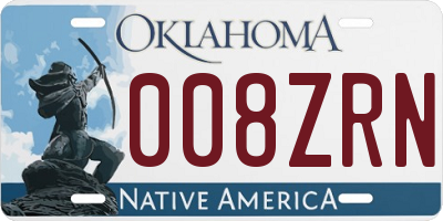 OK license plate 008ZRN