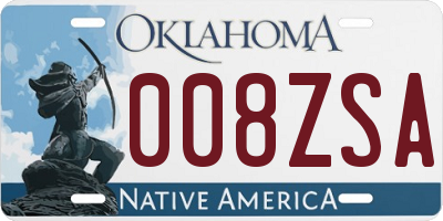 OK license plate 008ZSA