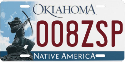 OK license plate 008ZSP