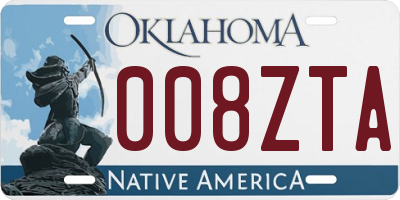 OK license plate 008ZTA