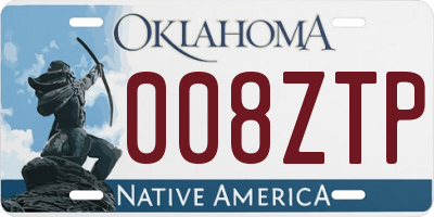 OK license plate 008ZTP