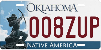 OK license plate 008ZUP