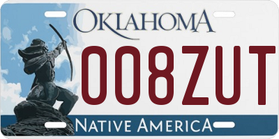 OK license plate 008ZUT