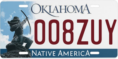 OK license plate 008ZUY
