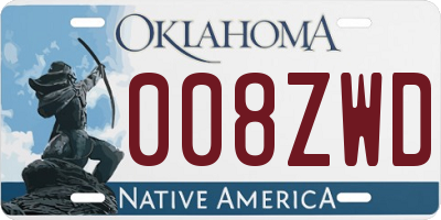 OK license plate 008ZWD