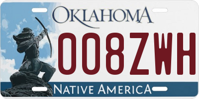 OK license plate 008ZWH