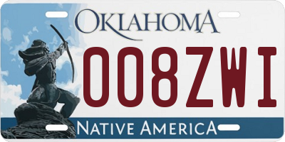 OK license plate 008ZWI