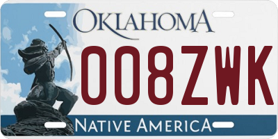 OK license plate 008ZWK