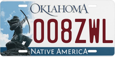 OK license plate 008ZWL