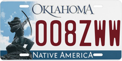OK license plate 008ZWW