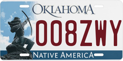 OK license plate 008ZWY