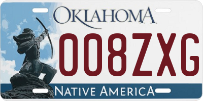 OK license plate 008ZXG