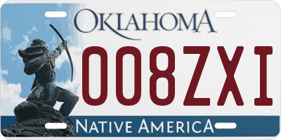 OK license plate 008ZXI