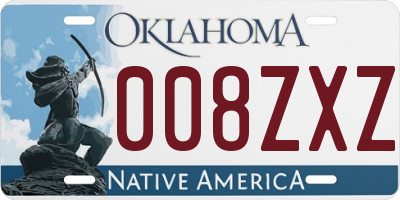 OK license plate 008ZXZ