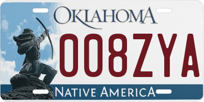 OK license plate 008ZYA