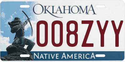 OK license plate 008ZYY