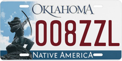 OK license plate 008ZZL