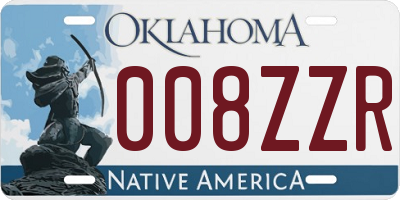 OK license plate 008ZZR