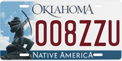 OK license plate 008ZZU