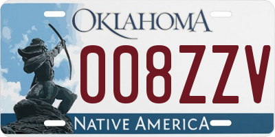 OK license plate 008ZZV