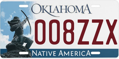 OK license plate 008ZZX