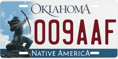 OK license plate 009AAF