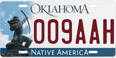 OK license plate 009AAH