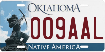 OK license plate 009AAL