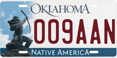 OK license plate 009AAN