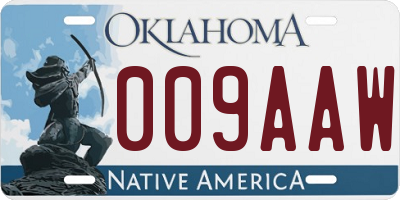 OK license plate 009AAW