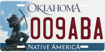 OK license plate 009ABA