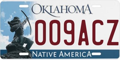 OK license plate 009ACZ