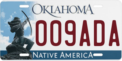 OK license plate 009ADA